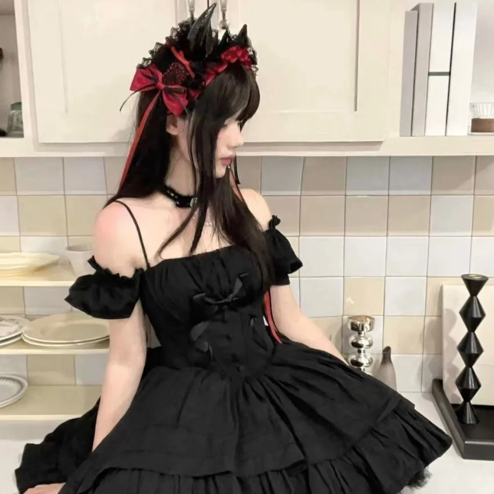 Dark Style Ruffle Devil's Corner Hair Band Punk Tulle Little Devil Headband Bow Cosplay Gothic Headwear Halloween Party