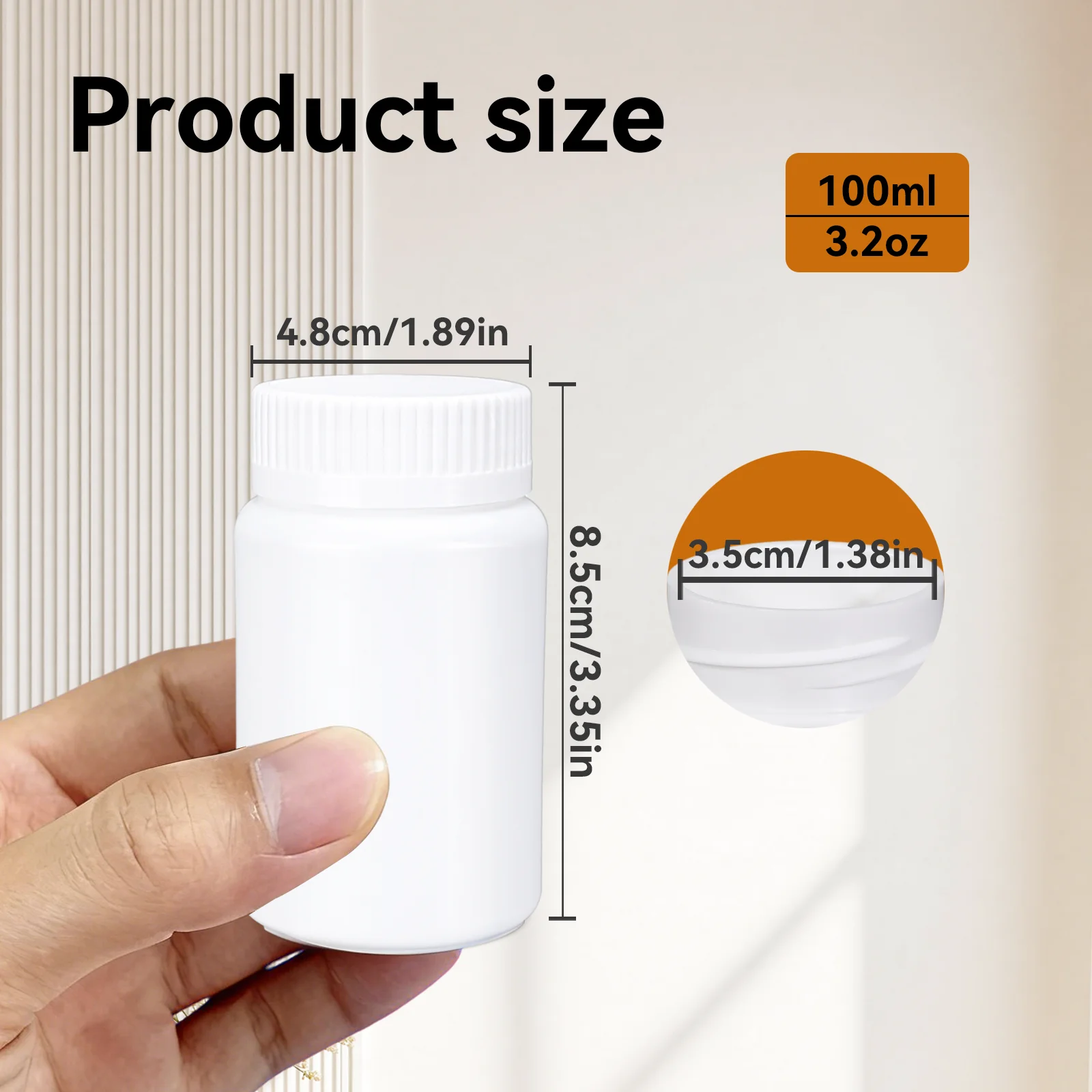 20 قطعة الغذاء الصف زجاجة بلاستيكية مستديرة الطب كبسولة حبة الحاويات 20 مللي ، 30 مللي ، 40 مللي ، 50 مللي ، 70 مللي ، 100 مللي ، 150 مللي ، 200 مللي مع ملصقات #4