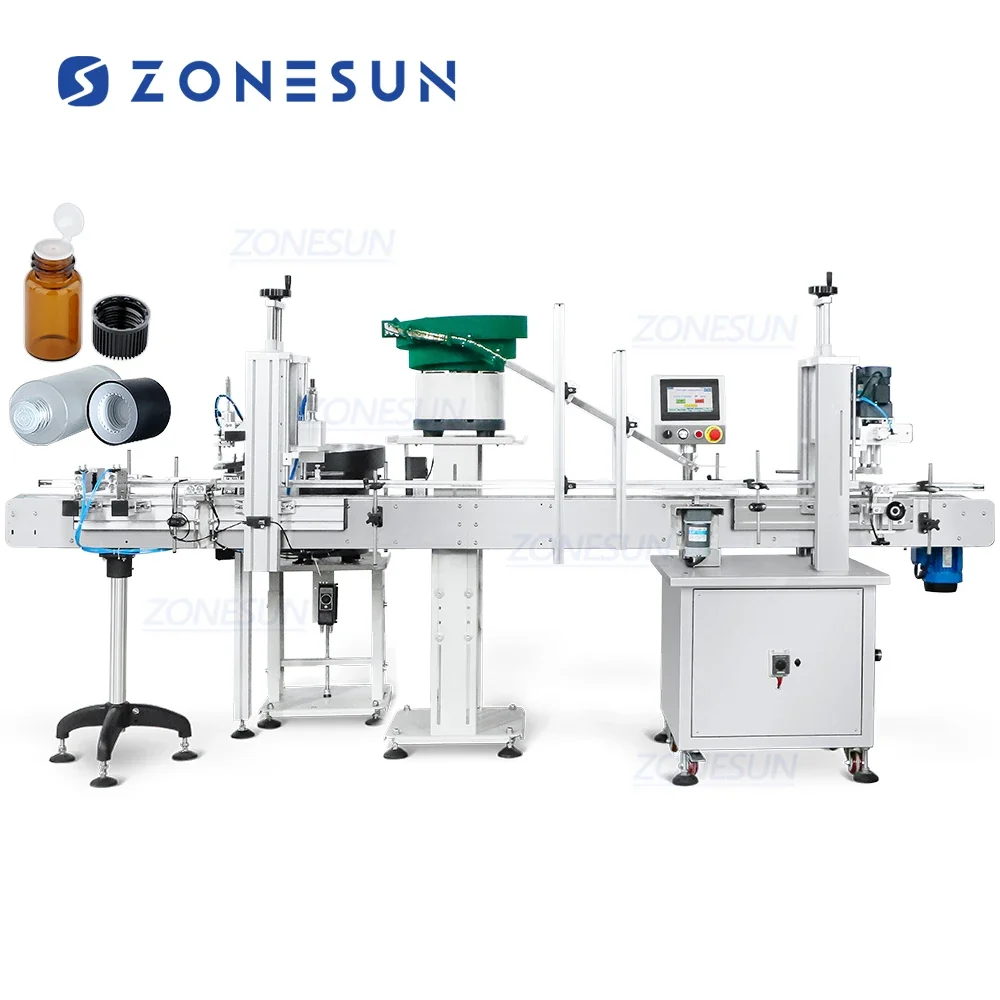 ZONESUN ZS-XG16X Automatic Liquid Solution Reed Diffuser Skin Toner Inner Stopper Pressing Cap Screwing Capping Machine