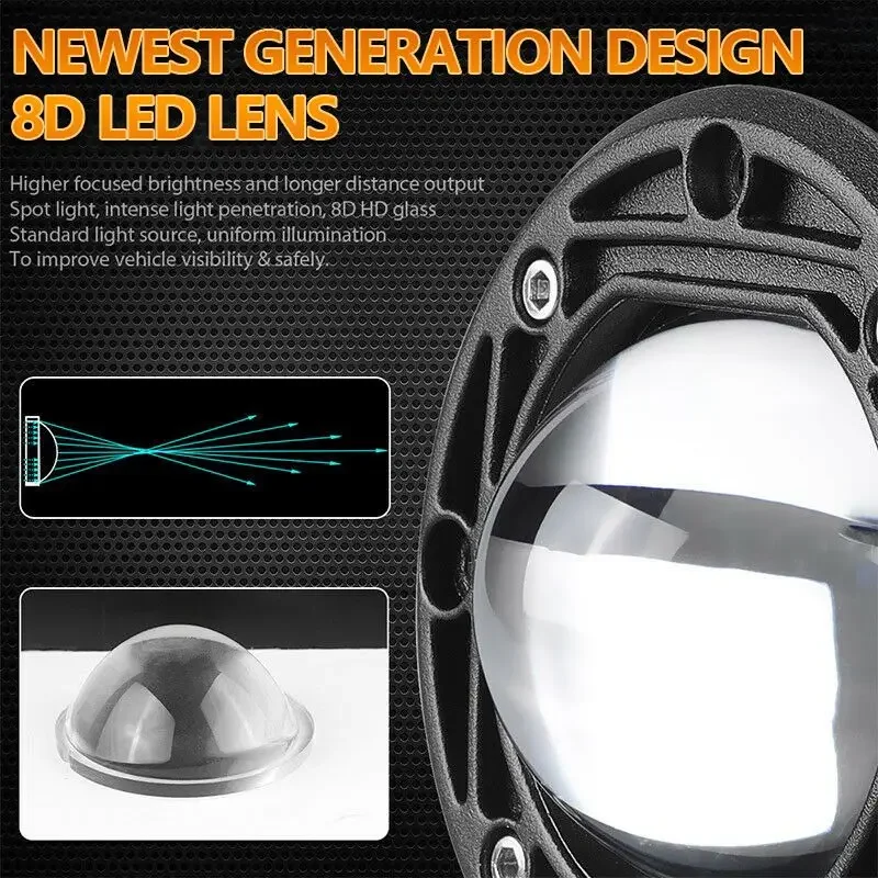 3 Zoll 8D LED-Linse Fahr-Arbeitslicht 30 W zweifarbige Unterputz-Nebelscheinwerfer quadratisch rund für Off-Road 4x4 LKW SUV ATV Motorrad – Detail 10