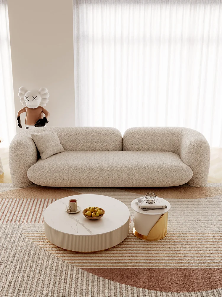 Milan Fabric Sofa French Vintage Cream Living Room Simple Modern Curved Small Unit