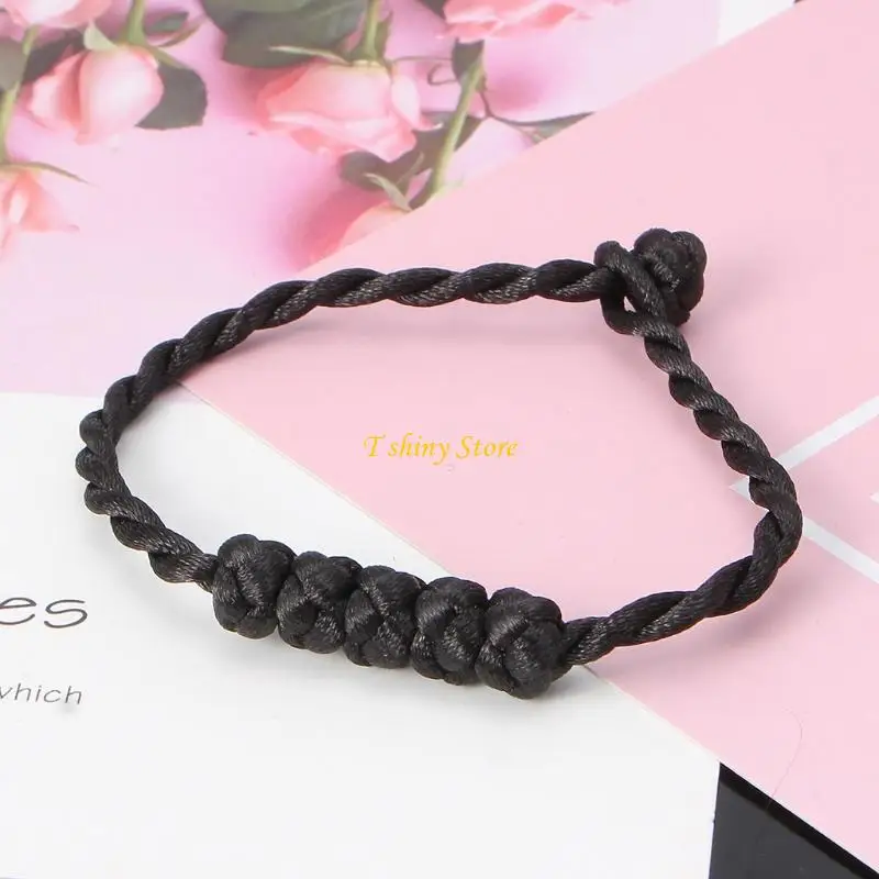 N58F Fashion 5 Knotted Bead Red String Braided Bracelet Lucky Rope Strap Bracelet