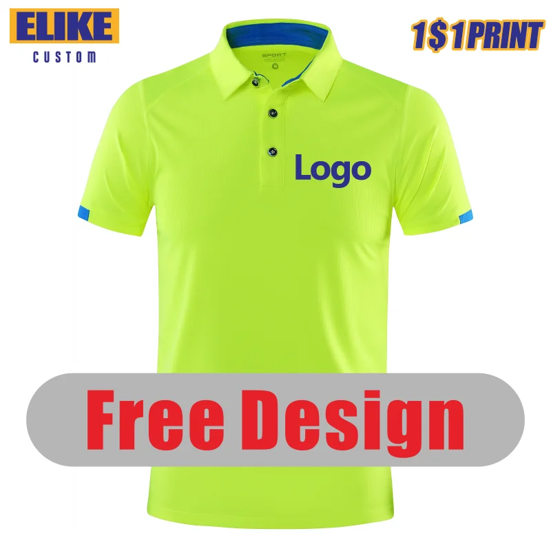 Elike-Secagem Rápida Respirável Sports Polo Shirt, Impressão Do Logotipo Personalizado, Bordado Design, Marca Do Grupo Da Empresa, 8 Cores Tops,