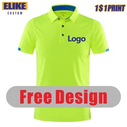 Elike-Secagem Rápida Respirável Sports Polo Shirt, Impressão Do Logotipo Personalizado, Bordado Design, Marca Do Grupo Da Empresa, 8 Cores Tops, S-4XL, 2024