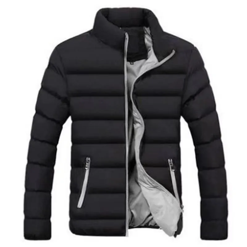 Manteau de sport en coton épais pour hommes, cardigan à col montant, veste rembourrée d'extérieur, veste décontractée chaude, automne, hiver