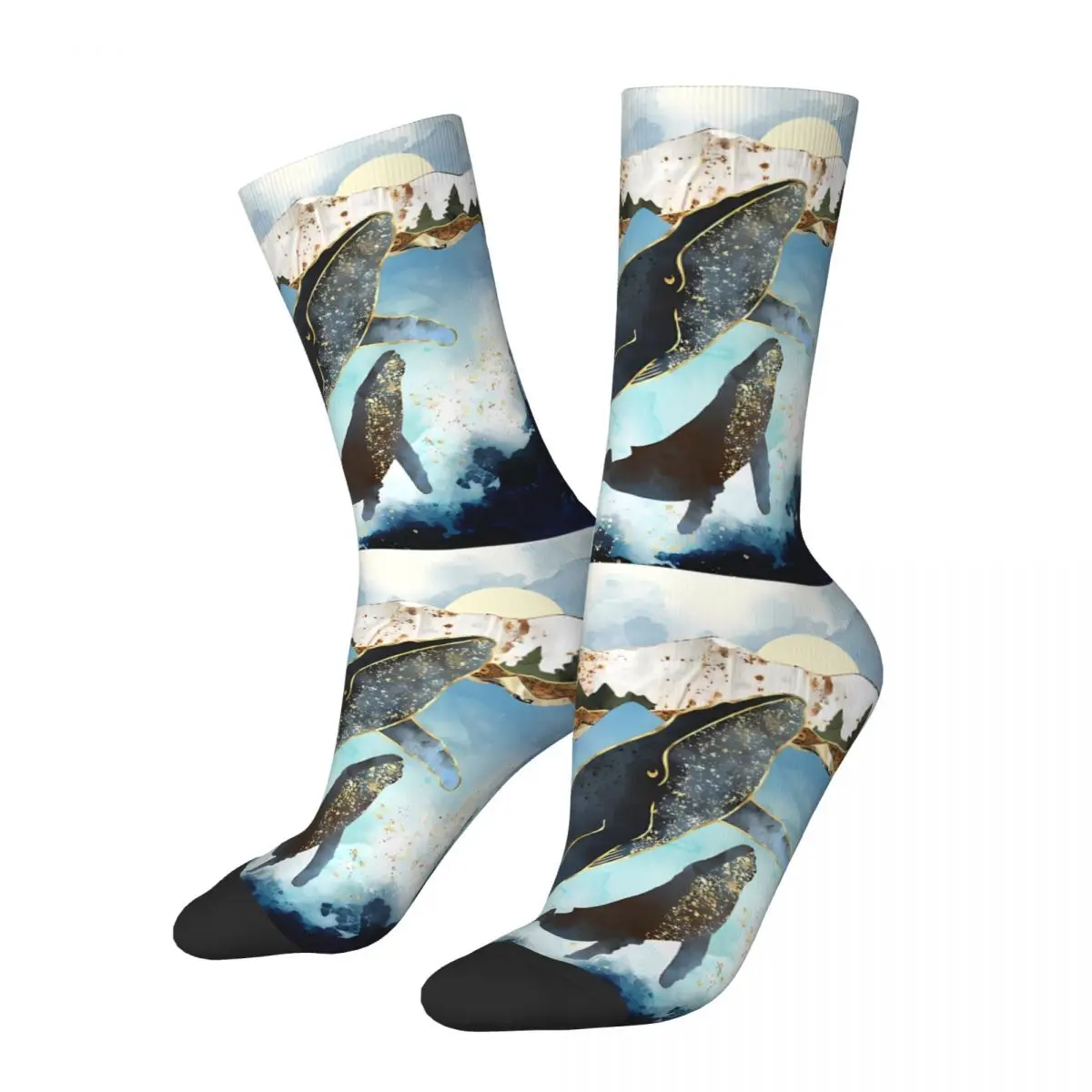 Marine Creatures Jellyfish Octopus Whale Sock Printed Man Polyester