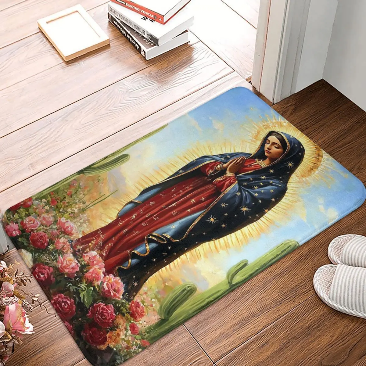 Virgin Mary Of Guadalupe Religious Art Doormat Kitchen Entrance Home Floor Mat Non-slip Carpet Rug for Balcony Footpad Mats