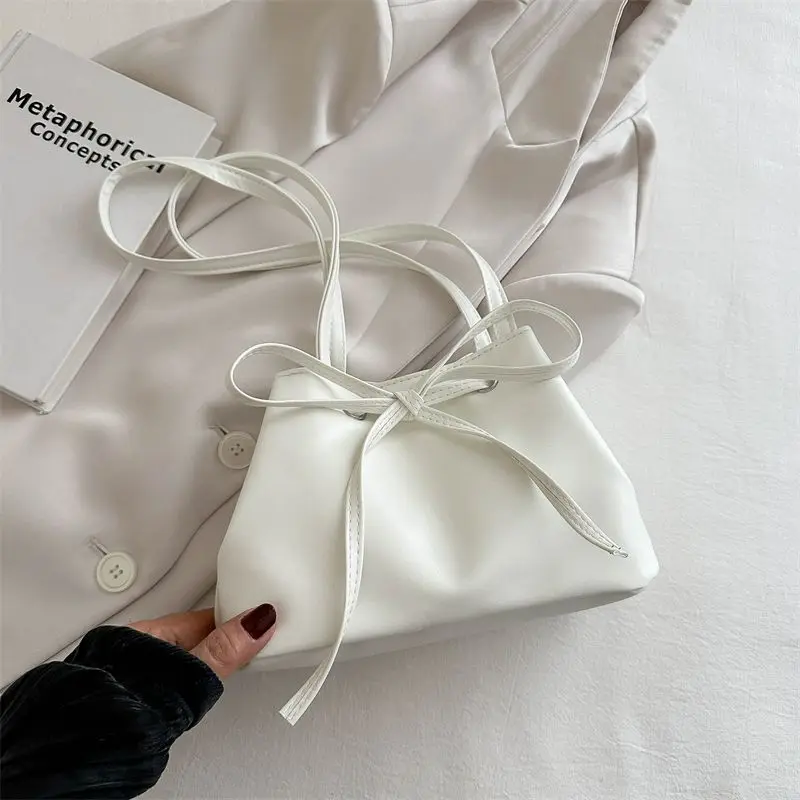 

New Trendy Niche Bucket Bag Lovely Women's Bag Versatile Bow Women's Shoulder Bag Trendy Underarm Pouch Sweet New Tote Handbag