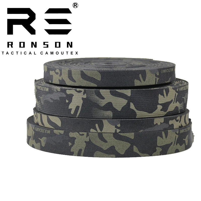 Tactical Polyester Strap Webbing MC/MCBK/MCTP 25mm Camouflage Webbing for Outdoor Backpack, Sports Shoes, Dog Shoes