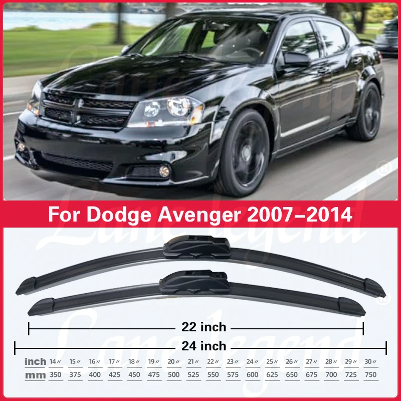 Per Dodge Avenger 2007-2014 2 pezzi spazzole tergicristallo anteriore parabrezza parabrezza finestra pulita J gancio accessori auto 24 "+ 22"