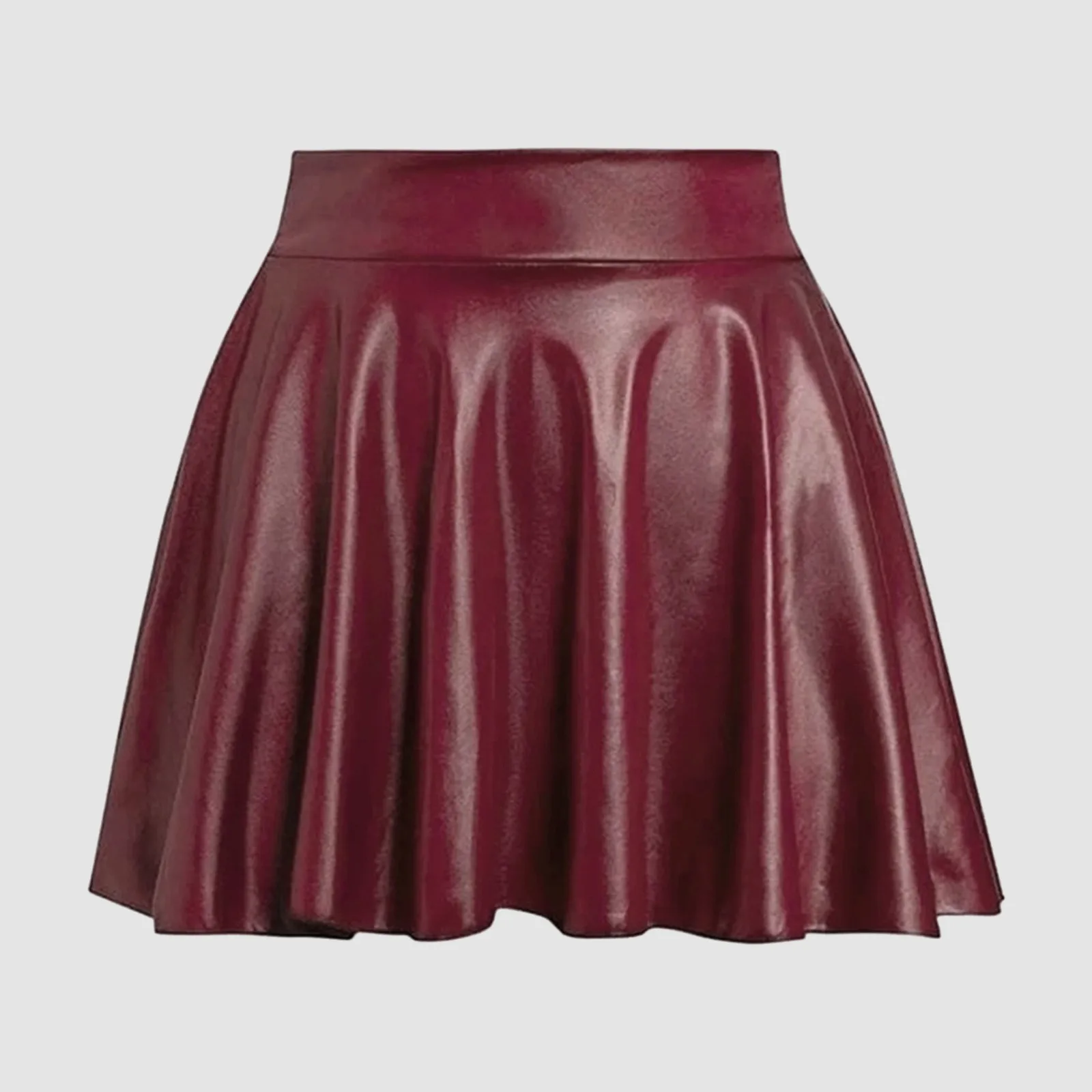 Sexy PU Leather Mini Skirts Women High Waist Vintage Pleated A Line Skirt Y2k Korean Summer Autumn Party Flared Club Faldas юбка