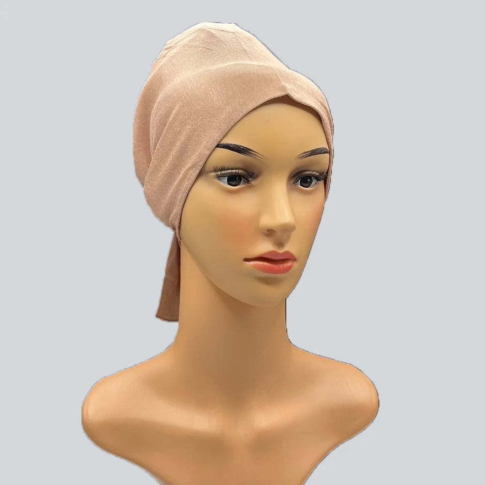Underscarf Turban Bone Bonnet Muslim Women Inner Hijab Hat Beanies Islam Tie Back Headscarf Ninja Cap Head Wrap Turbante Mujer