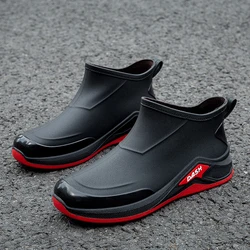 Botas de lluvia para hombre, zapatos antideslizantes, Botas de lluvia para exteriores, zapatos de goma informales de tubo corto para trabajo, pesca, zapatos impermeables para hombre