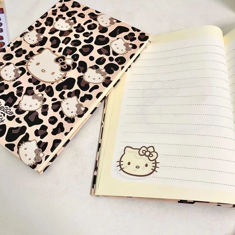 A5 Sanrio Hello Kitty Notebook Cute Cartoon KT Cat Leopard Thickening of Hard Shell Student Diary Portable Cashbook Child Gifts