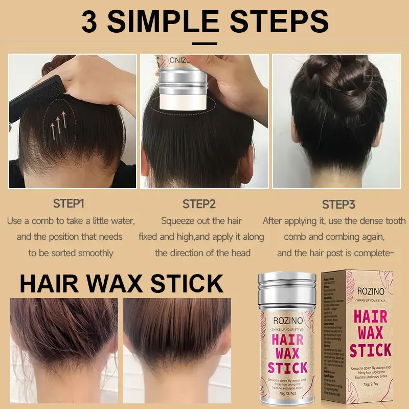 1pc Hair Wax Stick 75g, for breaking and organizing hair. Hair styling is refreshing, non greasy, and anti curly. Natural extrac