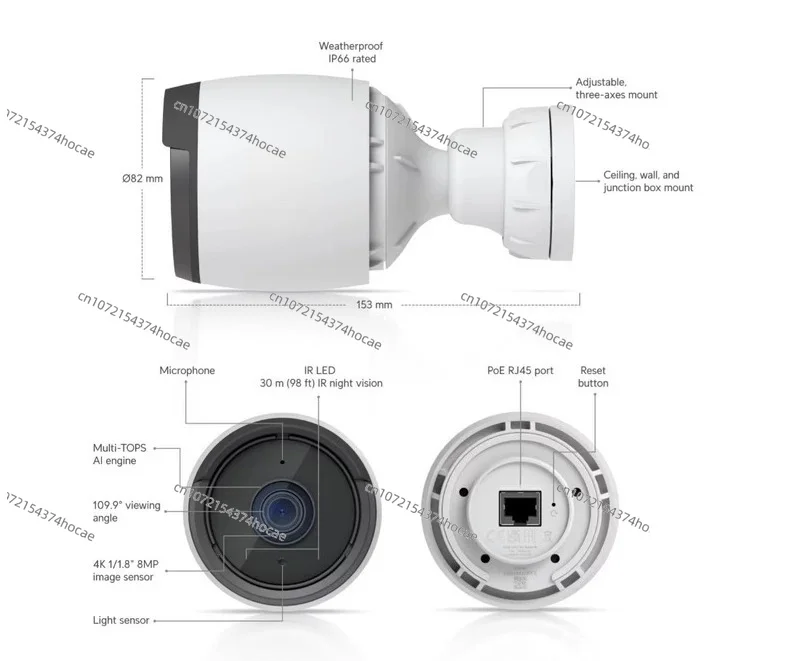 4K PoE Network Camera UVC-G6-Bullet-W, Outdoor Bullet Security IP Cam for Surveillance System