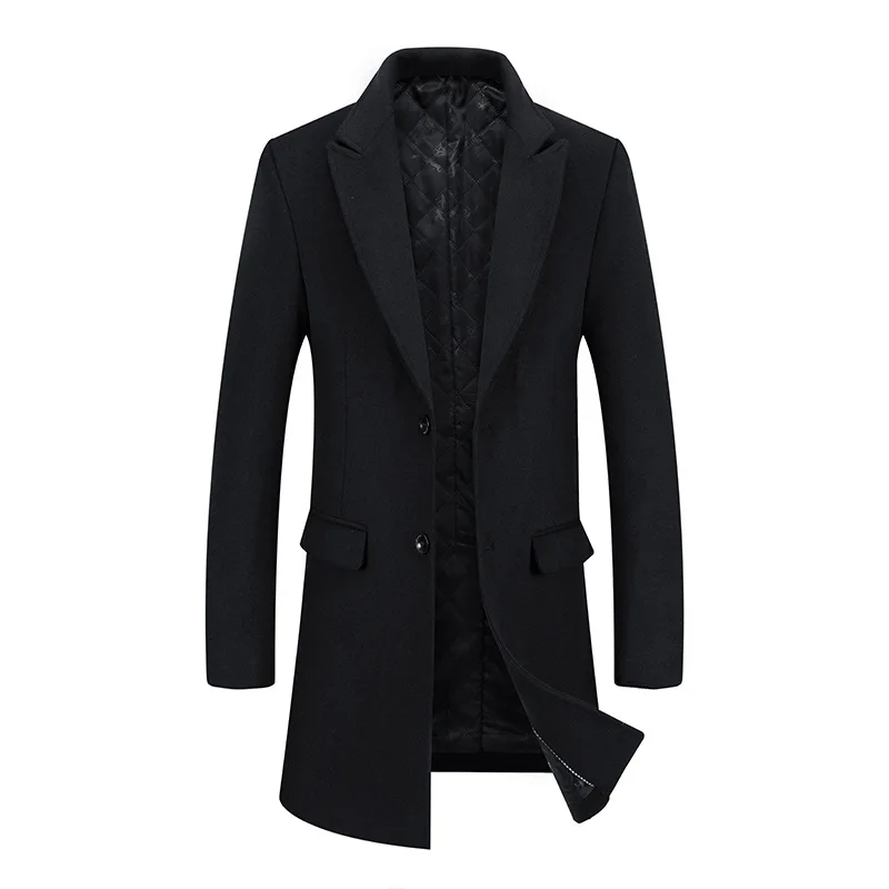 

2024 High-quality Woolen Coat Medium and Long Thick Autumn and Winter Jacket Men's Plus Size