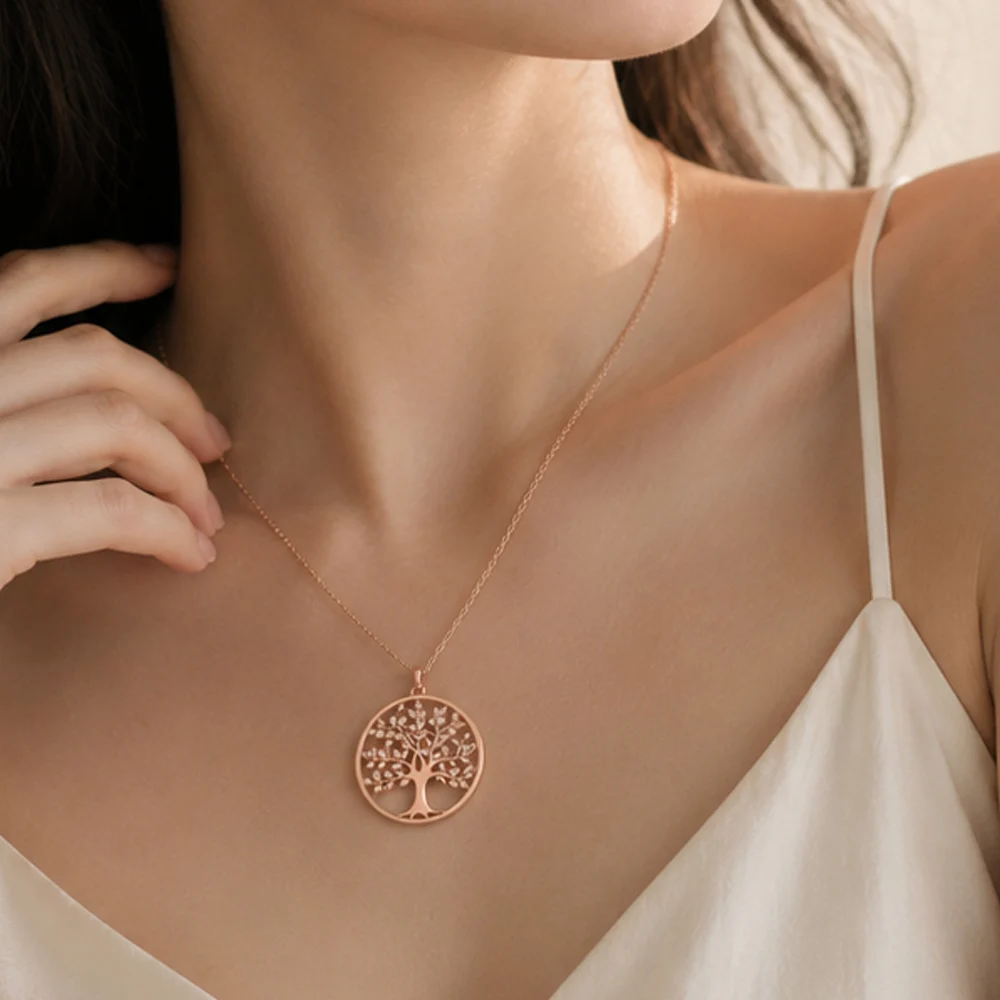 Anhänger Rose Gold Farbe Baum Marke Neue Mode Schmuck Europa Stil Romantische 925 Sterling Silber Geschenk Für Frau – Detail 3