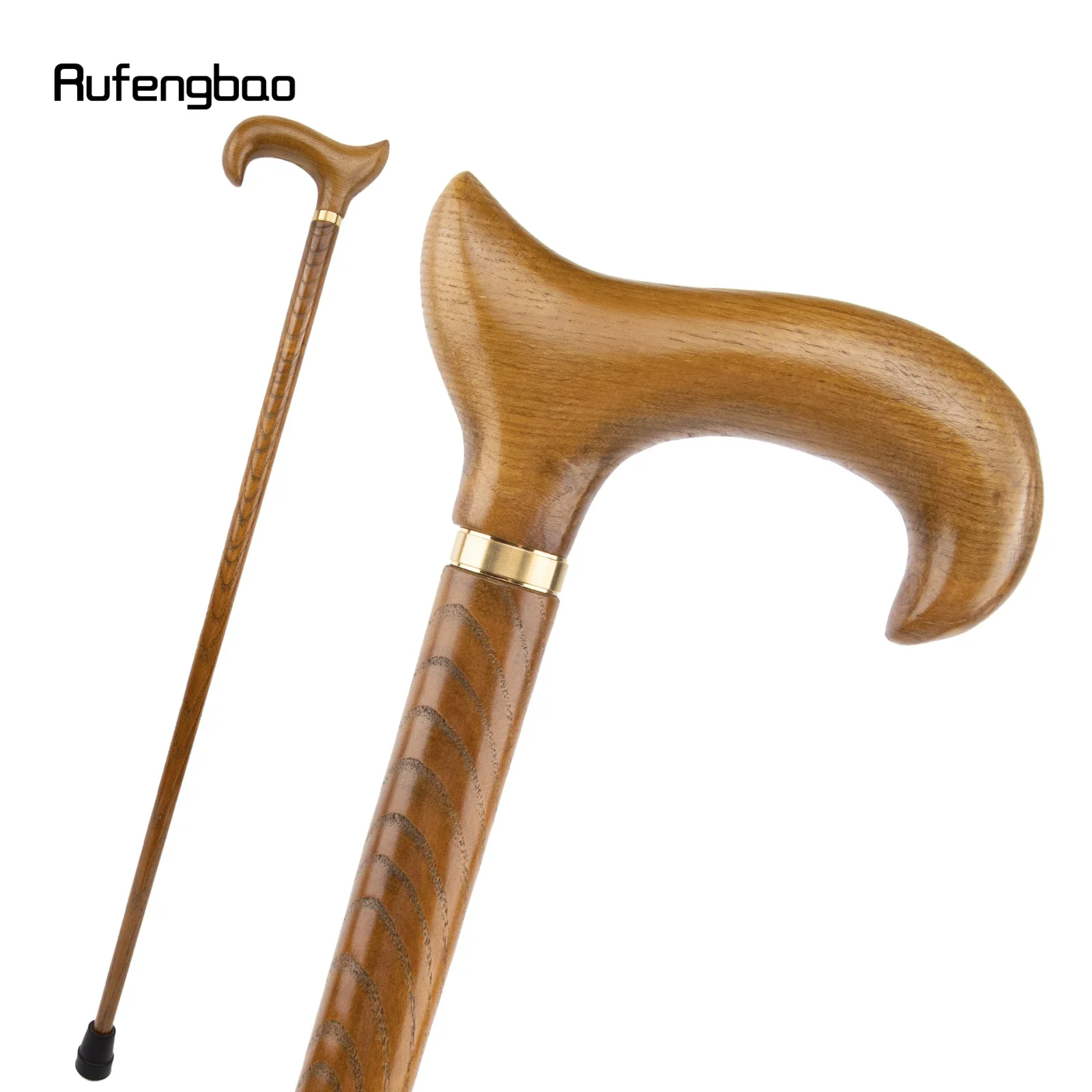 

Yellow Wooden Single Joint Fashion Walking Stick Decorative Cospaly Party Walking Cane Halloween Mace Crutch Wand Crosier 94cm