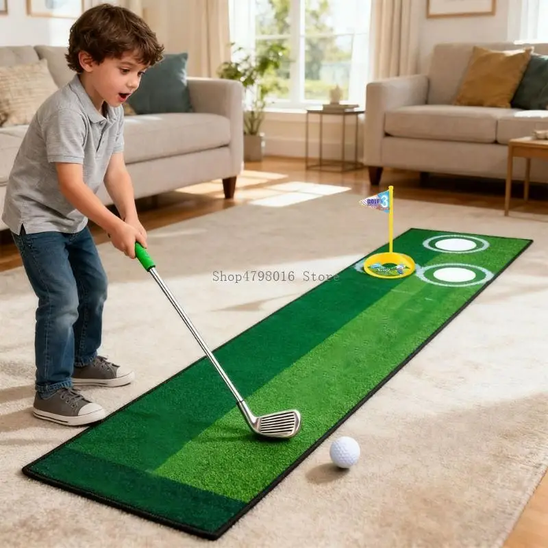 ชุดเล่นกอล์ฟสำหรับเด็กพลาสติกถาวรภายในของเล่นกีฬาพร้อมกิจกรรมผู้ปกครองเด็กโพสต์แบบยืดหดได้