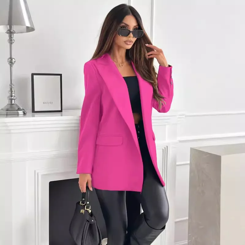 2024 Autumn and Winter New Solid Color Long-sleeved Cardigan Suit Small Jacket Women\'s Versatile Commuter Suit Пиджак Женский