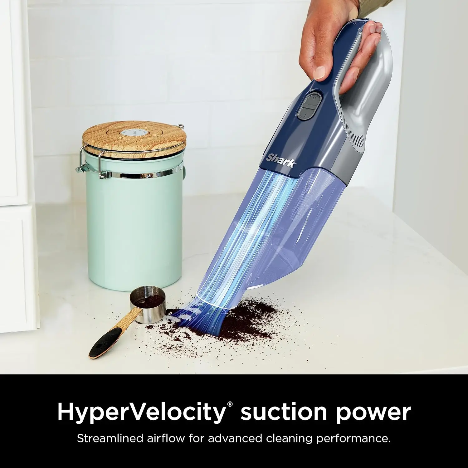 Handheld Cyclone Vacuum Navy Blue Grey CH701 Hypervelocity Suction Powerful Pet Hair Home Car Cleaning Lightweight Crevice Tool