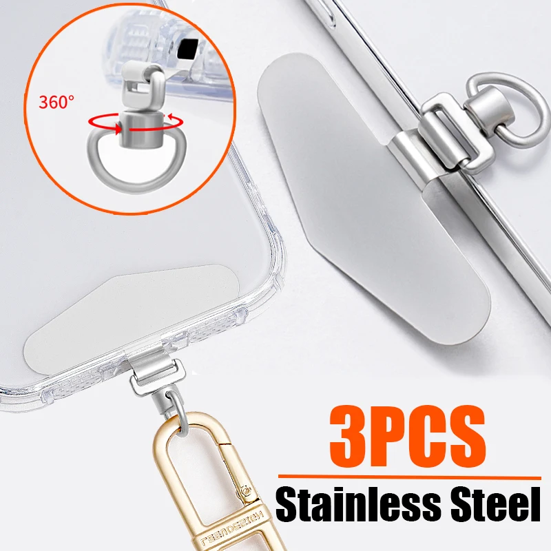 3/1PCS Ultra-thin 360 Degree Rotation Mobile Phone Straps Hanging Clip Card Stainless Steel Metal Phone Patch Pads Tether Tab