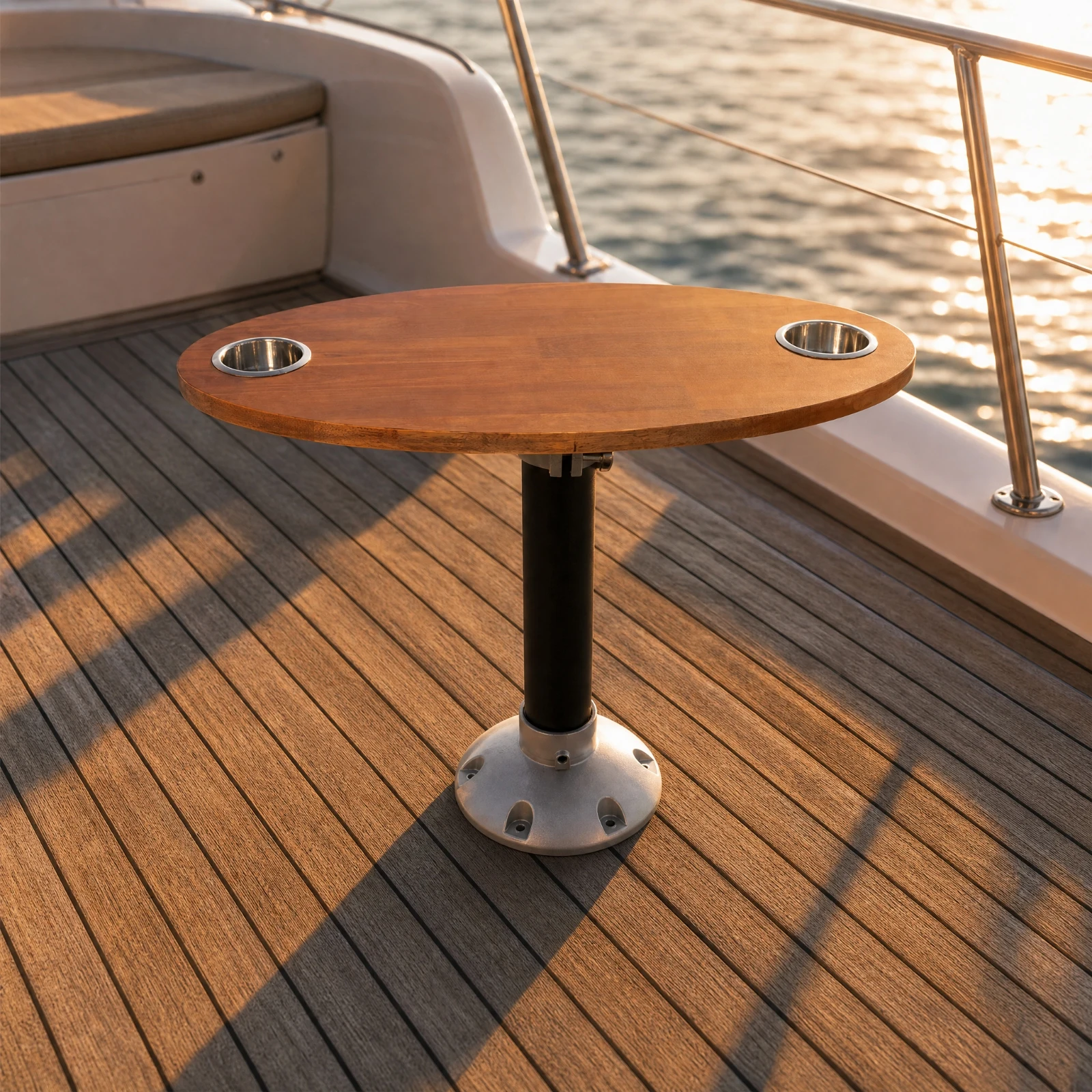 Boat Tea Table Removable Marine Table with Cup Holders Sturdy Long-Lasting for Boats, Yachts