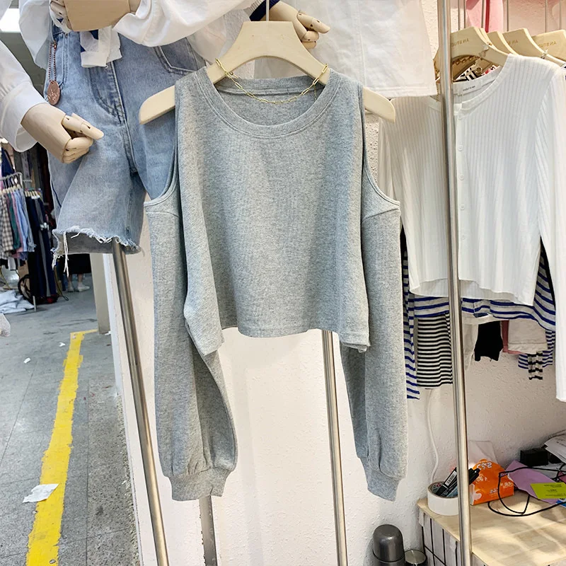 بلوزات امرأة شوجو فتاة الألوان الجمالية الصيف Colorblock ملابس داكنة المتسكعون شعبية المناسب س الرقبة التطريز Y2K