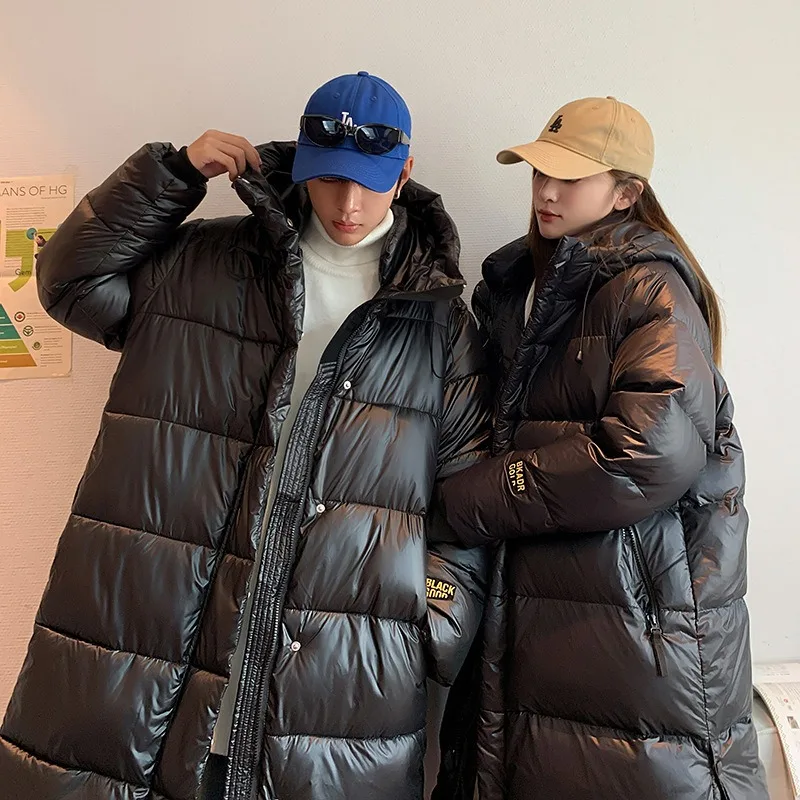 2025 New Women Shiny Cotton Jacket Women'S Long Cotton Coat Loose  Parkas Coat Fashion Hooded Thicken Women Clothing