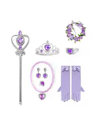 Sofia Princess Cosplay Set Girls Costume Party Favor Jewelry Set Gloves Crown Wand Necklace Earrings Ring Kids