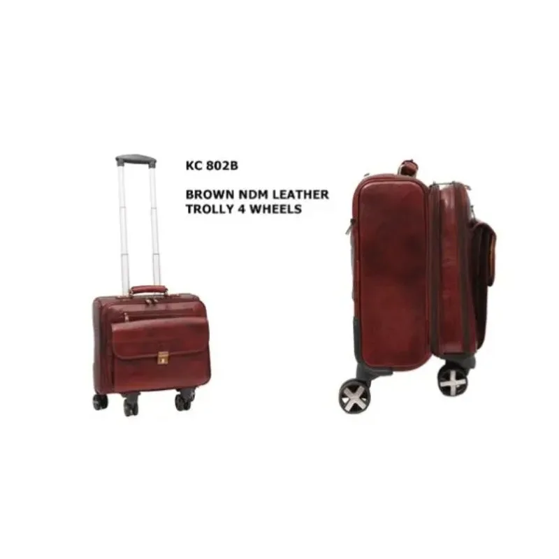 Promotional Best Quality Brown Leather with Four Wheels  multifunctional fashion Trolley Bag for Men Women