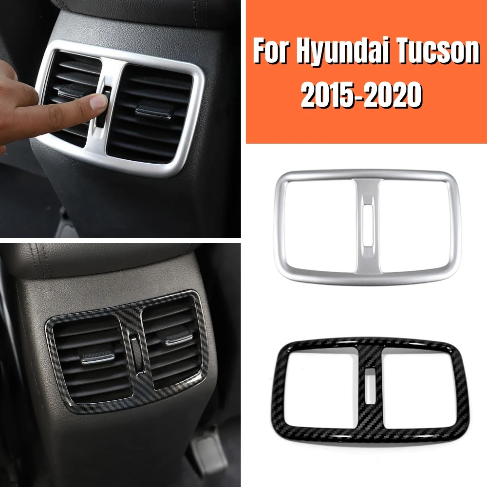 

For Hyundai Tucson 2015-2019 2020 ABS Carbon Fiber Interior Car Rear Seat Air Conditioner Outlet Vent Cover Trim Accessories