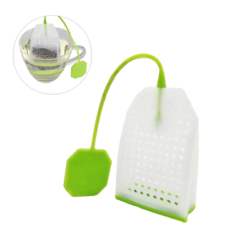 Silicone Tea Infuser Reusable Filter for Loose Leaf Tea with Long Handle Easy Open Close Design Fits Teacups Mugs Teapots Green