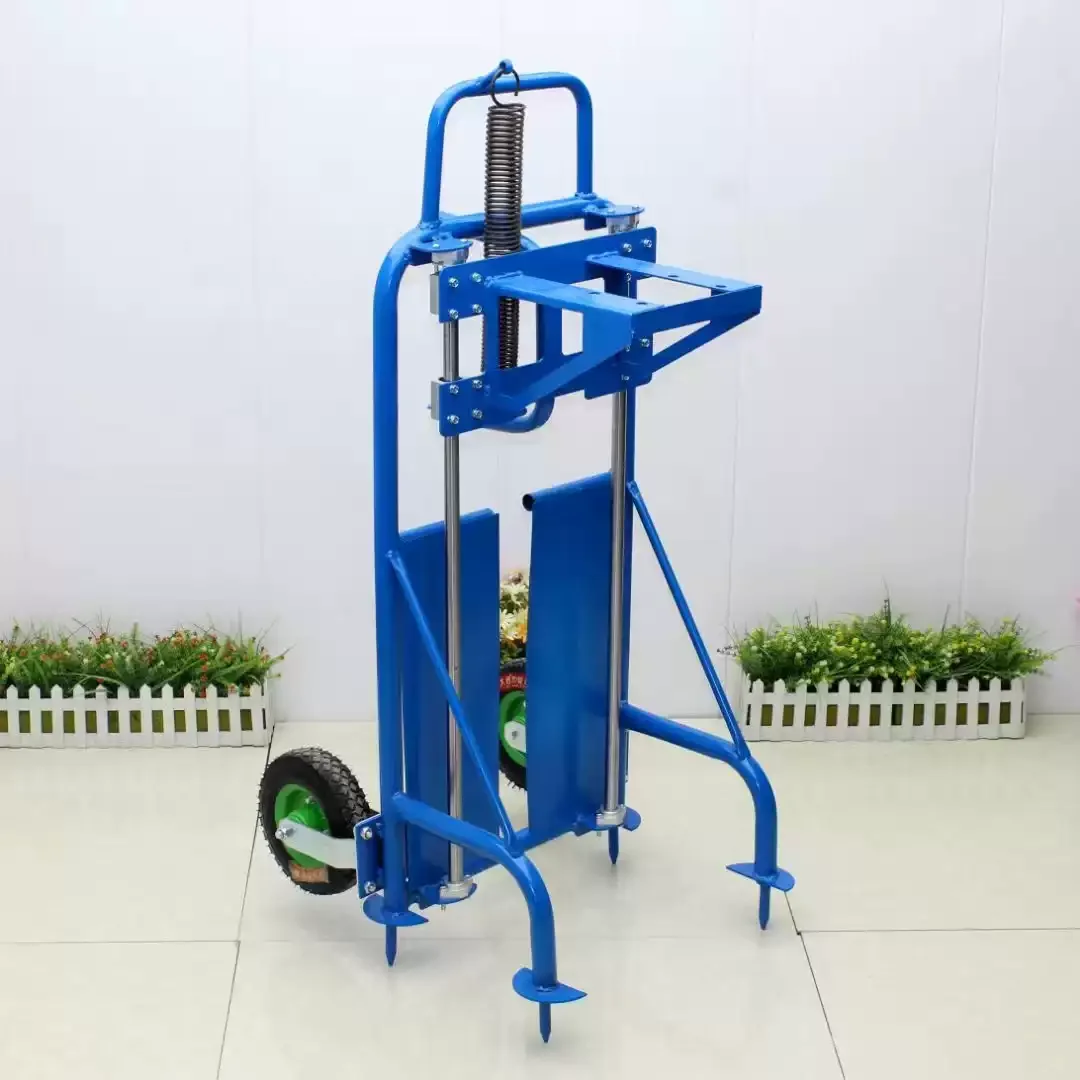 Foot Operated Earth Auger Stand, Hand Crank & Hand Push Farm Digging Bracket, Mini Planting Machine Frame for Hole Drilling