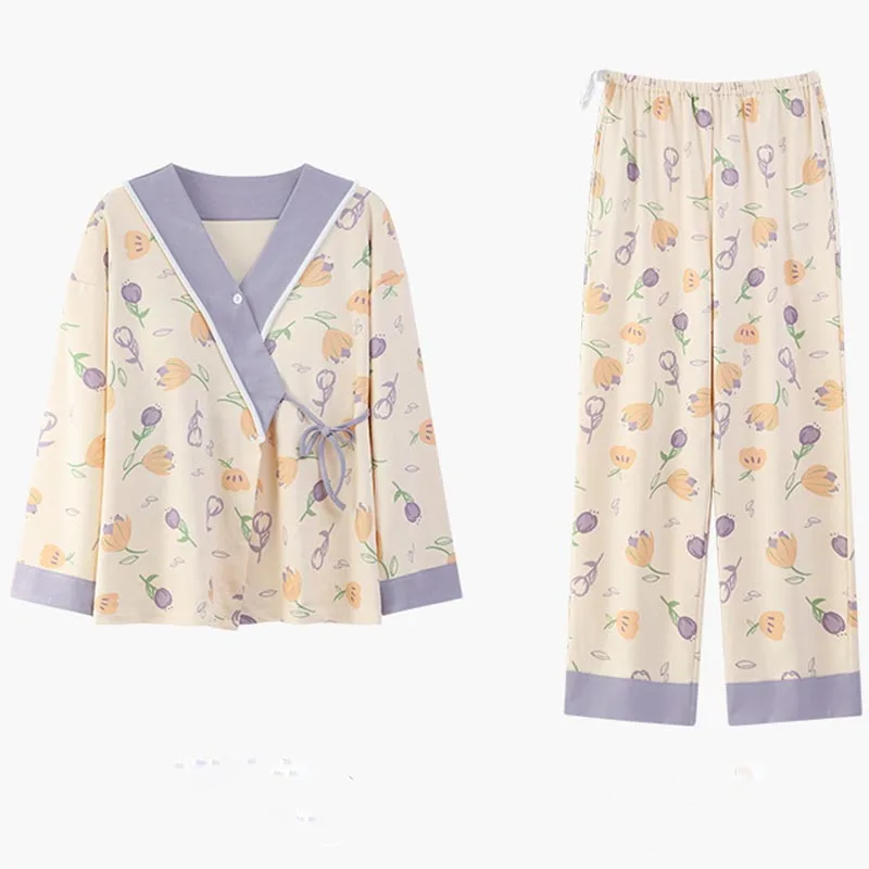 Пижамы для беременных на осень и зиму, послеродовые впитывающие пот пижамы для беременных, регулируемая домашняя одежда для грудного вскармливания