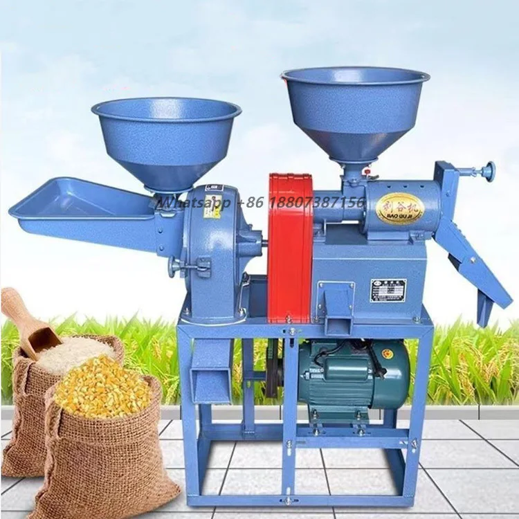 Electric Grain Rice Crusher Combined Rice Mill Paddy Husker Maize Grinder Soybean Corn Rice Wheat Milling Machine