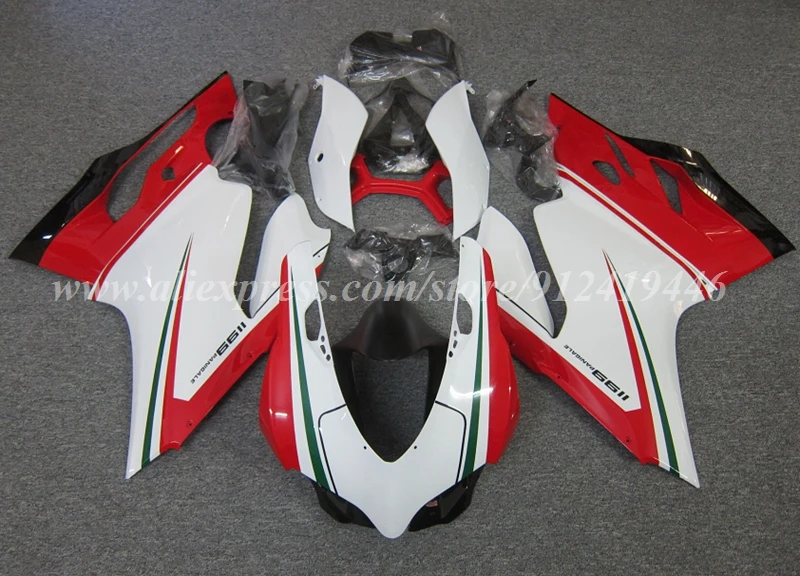 4Gifts New ABS Motorcycle Fairings Kit Fit for Ducati 899 1199 Panigale s 2012 2013 2014 12 13 14 Bodywork set White Red Green