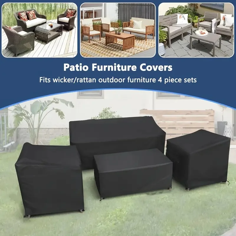 Outdoor Furniture Cover Dustproof, 4pcs Patio Furniture Set Cover for Outside Couch, Lawn Chairs, Coffee Table, Windproof