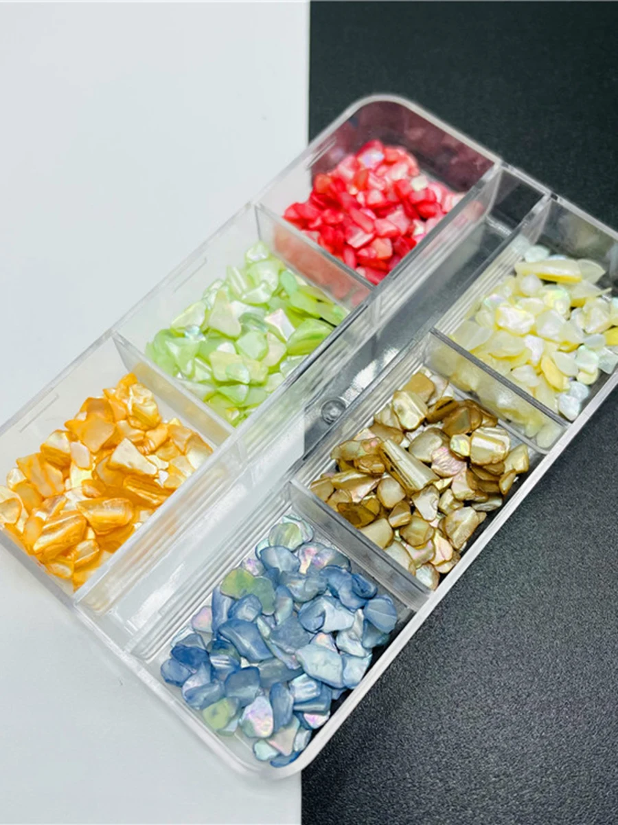 شرائح صدف أذن البحر غير المنتظمة ثلاثية الأبعاد لا تسبب الحساسية لفن الأظافر - ترتر حورية البحر الملون، متوافق مع جل الأشعة فوق البنفسجية، ماني متعدد الألوان #6