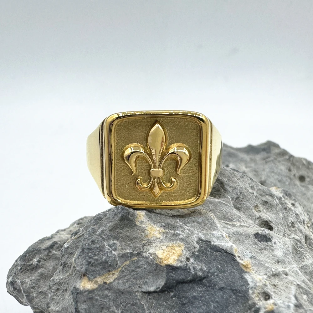 New Iris Flower Solid Ring 316L Stainless Steel Jewelry Punk Polishing Spear Ring Size 6-12