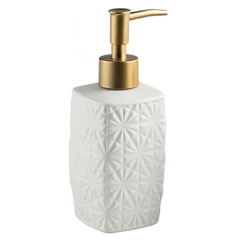 Soap Dispenser, Bathroom Ceramic Hand Soap Dispenser With Vintage Embossed Design,Kitchen Refillable Dish Soap Dispenser