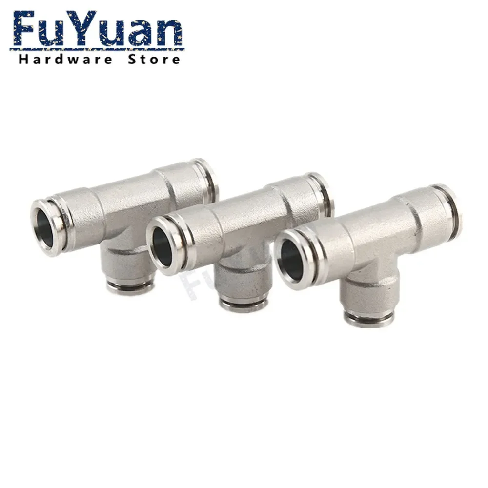 304 Stainless Steel Pneumatic Fittings 4/6/8/10/12/14/16mm Tee 3 Way Spliter Push In Quick Connector Release Air joint