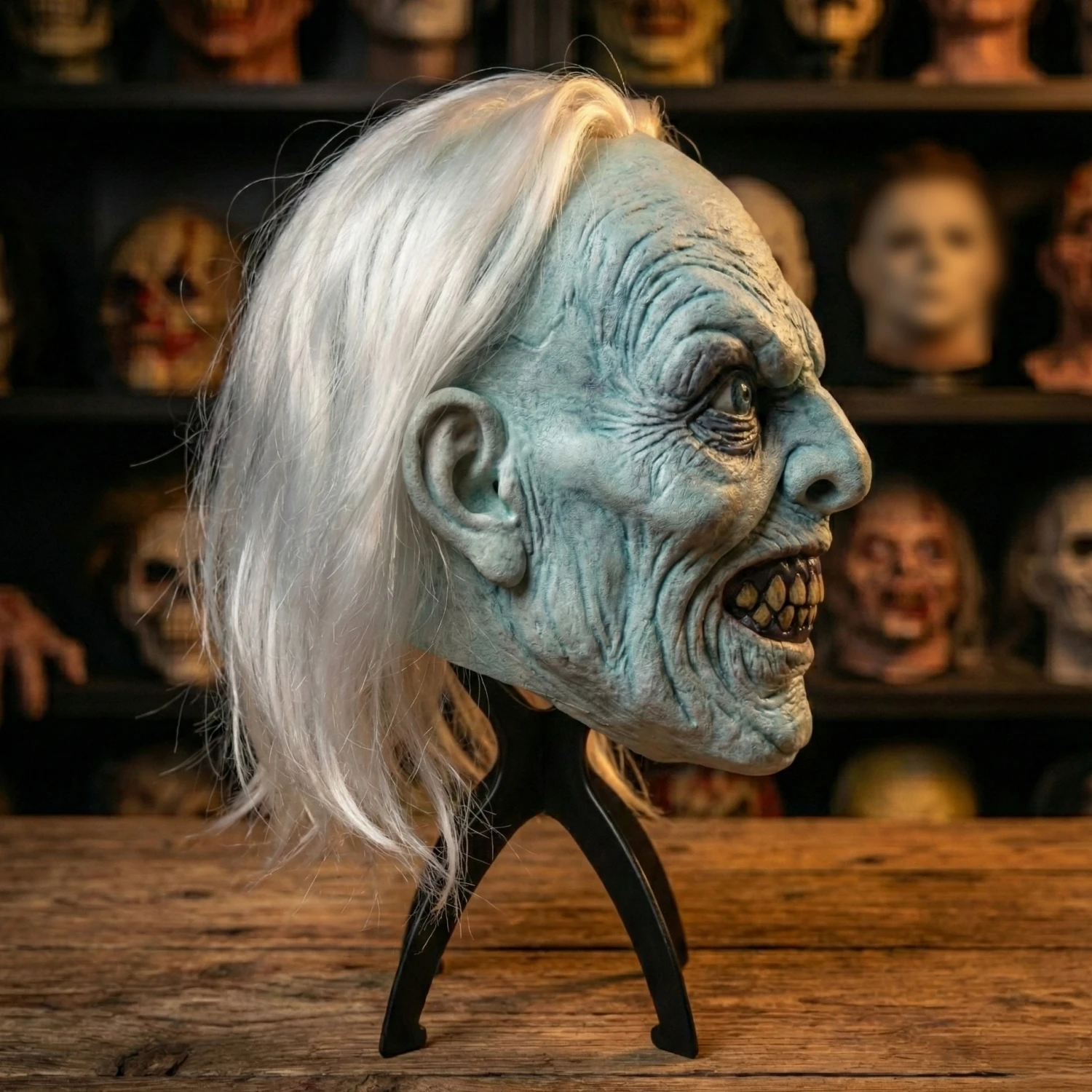 Masque fantôme effrayant unisexe pour adultes, cheveux longs blancs, appareil féminin, accessoire de Costume d'halloween pour fête et Cosplay