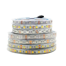 Bande lumineuse LED RGB/RGBW, SMD 5050, 5/12/24 V, 5m, flexible, étanche, éclairage décoratif pour la maison, blanc chaud