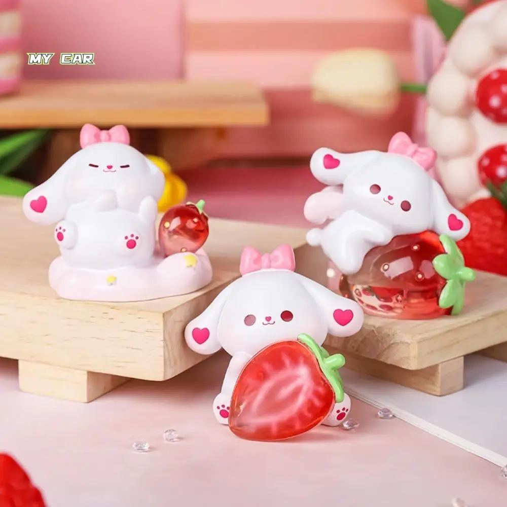 

Kawaii изделия из смолы, фигурка клубничного кролика, модель, коллекция игрушек, мини-украшения в виде кролика, сделай сам, статуя кролика, микропейзаж, подарок