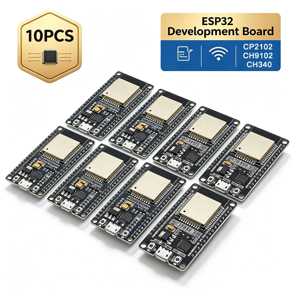 10PCS ESP32 Development Board CP2102 CH9102 CH340 WiFi+Bluetooth Ultra-Low Power Consumption Dual Core ESP-32