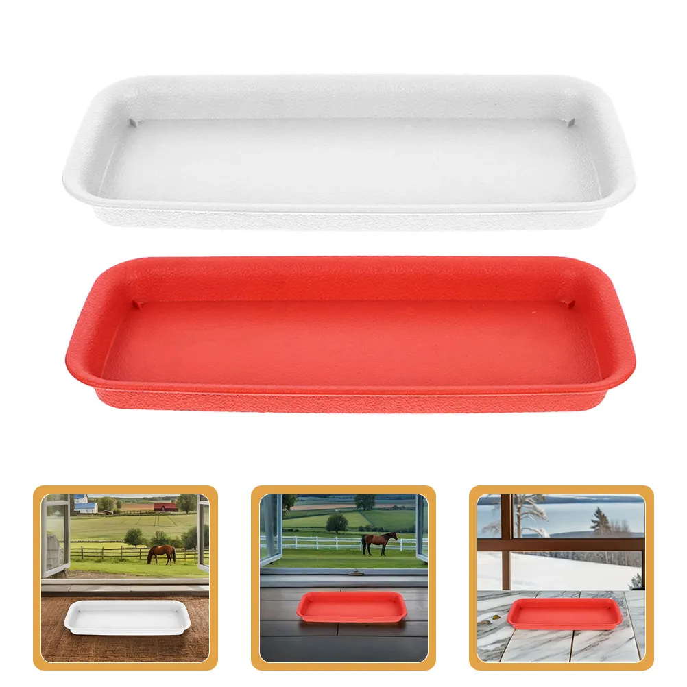 2Pcs Resin Rectangular Flower Pot Bottom Tray Water Catcher for Indoor Outdoor Planting Planter Drip Tray Flower Pot Saucers