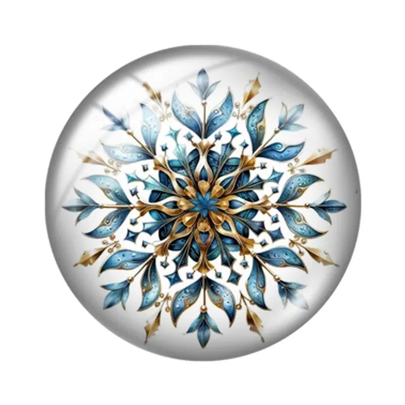 Snowflakes   12mm/16mm/18mm/20mm/25mm Round photo glass cabochon demo flat back Making findings keychain