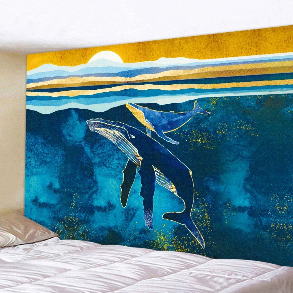 Dolphin abstract artist home decoration tapestry bohemian decoration psychedelic scene wall hanging bedroom wall decoration